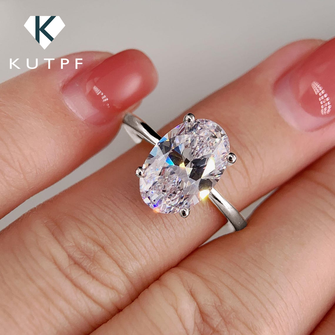 Moissanite Engagement Ring 1 Carat - Nhẫn đính hôn Moissanite hình bầu