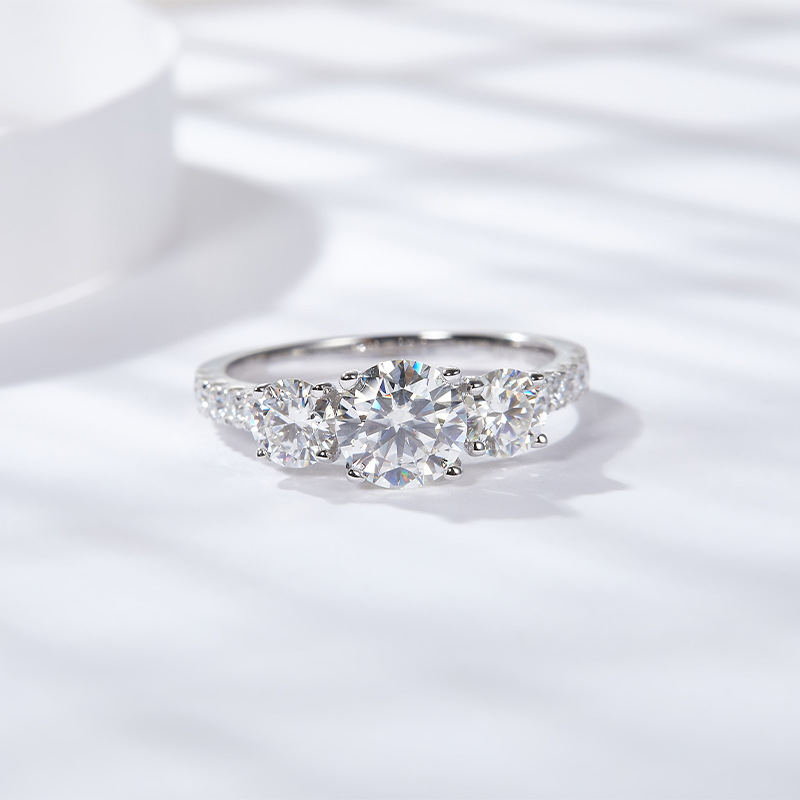 Moissanite Engagement Ring 1 Carat - HTOTOH 3 Đá 1 Carat D