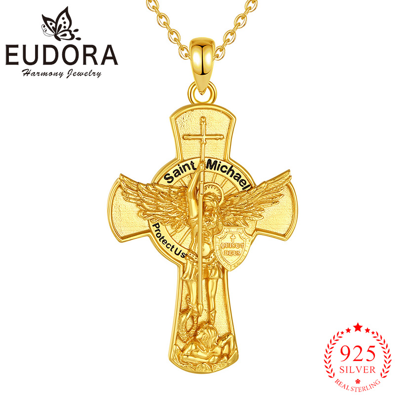 925 Sterling Silver Chain Necklace Men - Eudora St.Michael Archangel Necklace 925 Sterling