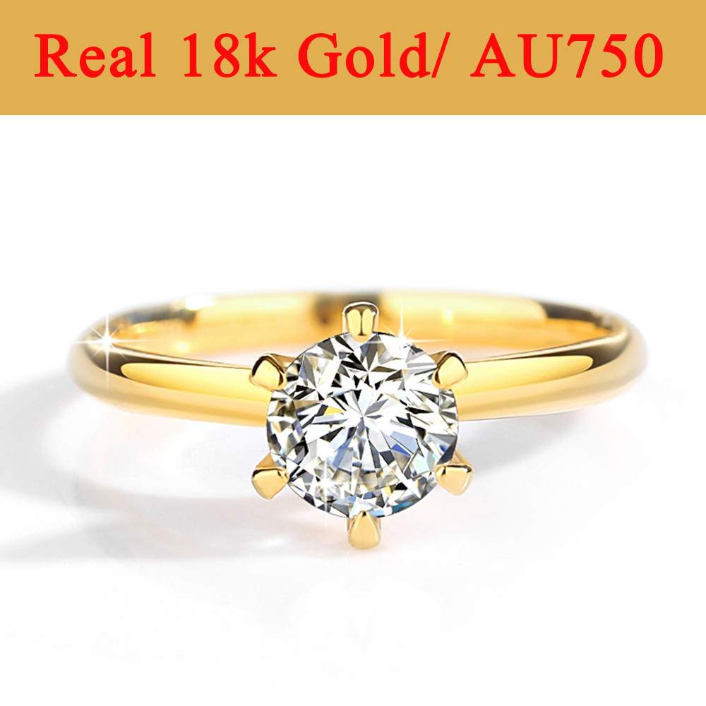 Moissanite Engagement Ring 1 Carat - Nhẫn Moissanite Vàng Thật 18K Thiết