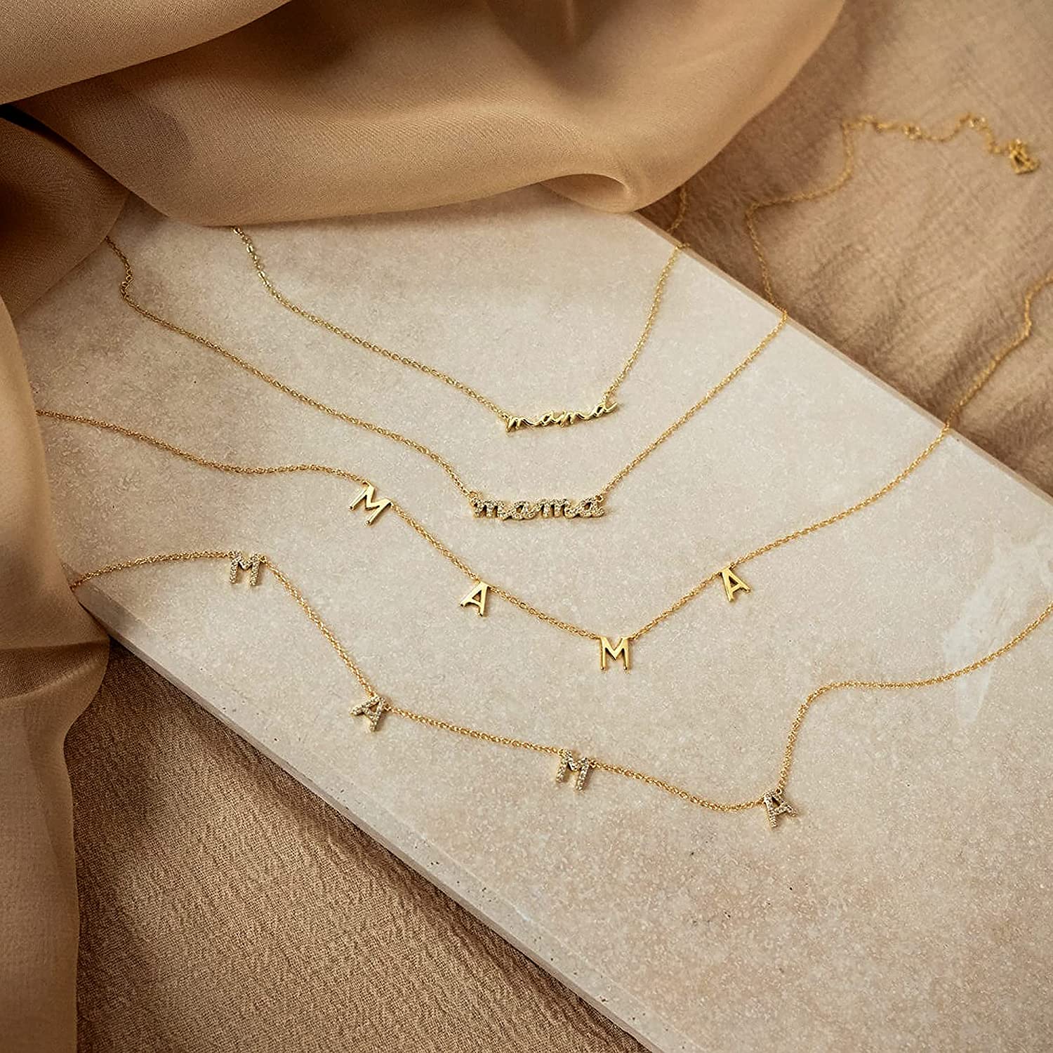 GD – Trang sức thanh lịch, khô - đánh giá và giá Initial Letter Necklace 18K Gold