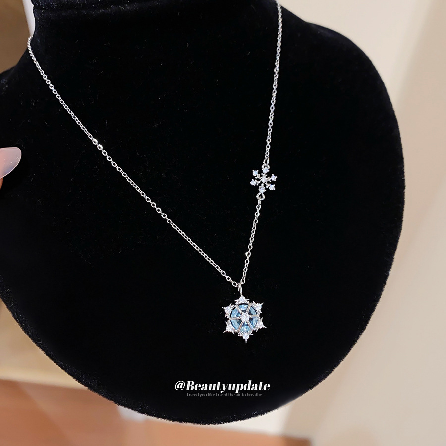 Sparkling Ice Crystal Snowflak - đánh giá và giá Layered Pendant Necklace Aesthetic