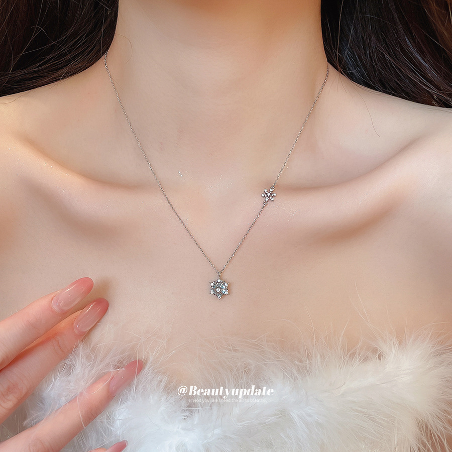 Sparkling Ice Crystal Snowflak - đánh giá và giá Layered Pendant Necklace Aesthetic