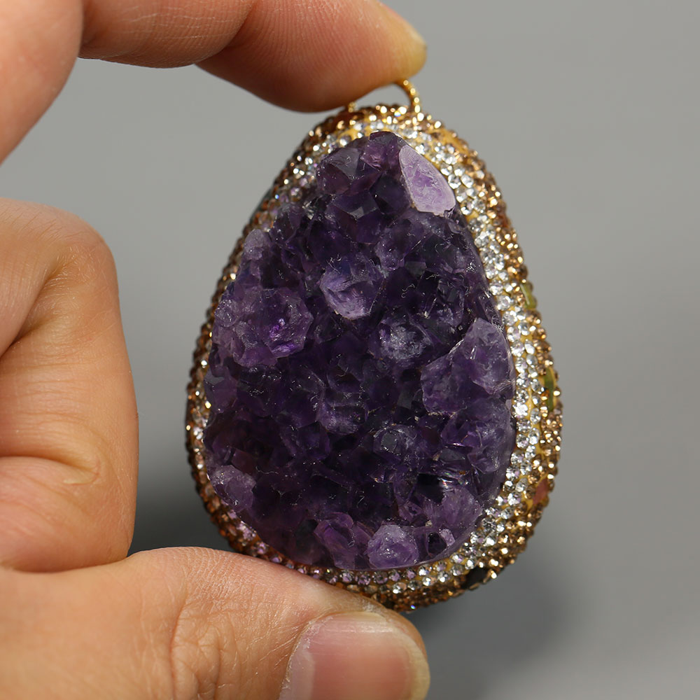 Natural Purple Amethyst Quartz - đánh giá và giá Crystal Pendant Necklace Natural Stone