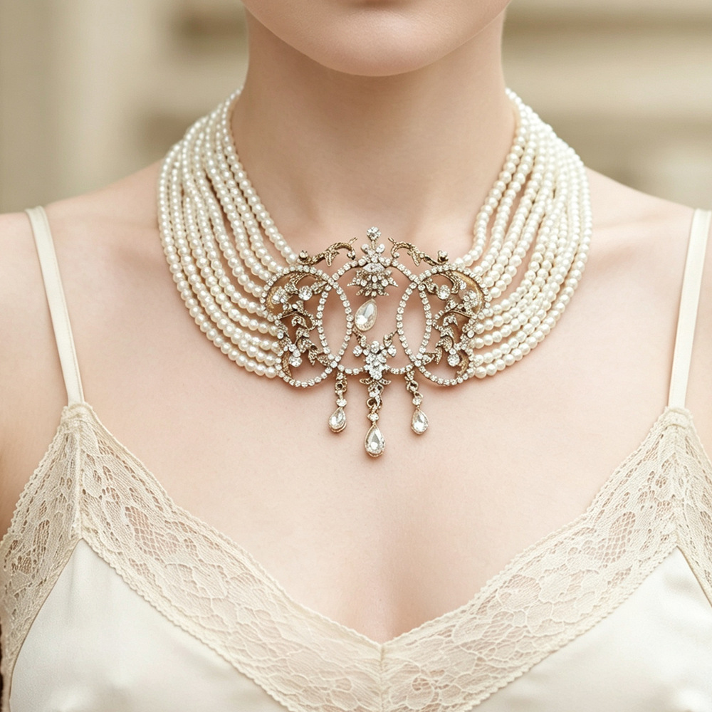 Vintage Multi Strands Pearl Ch - đánh giá và giá Pearl Choker Necklace Vintage