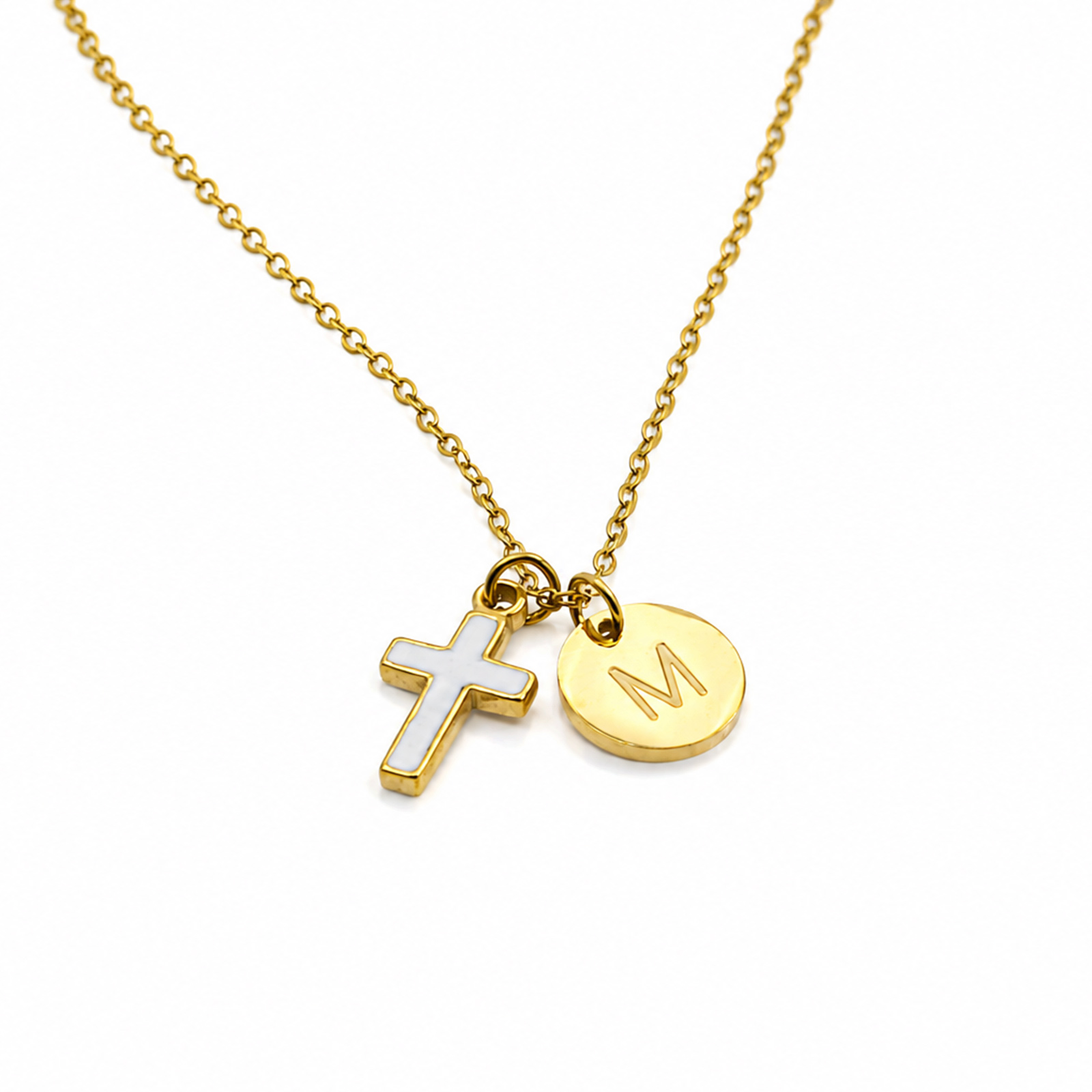 Cross Initial Necklace Stainle - đánh giá và giá Initial Letter Necklace 18K Gold