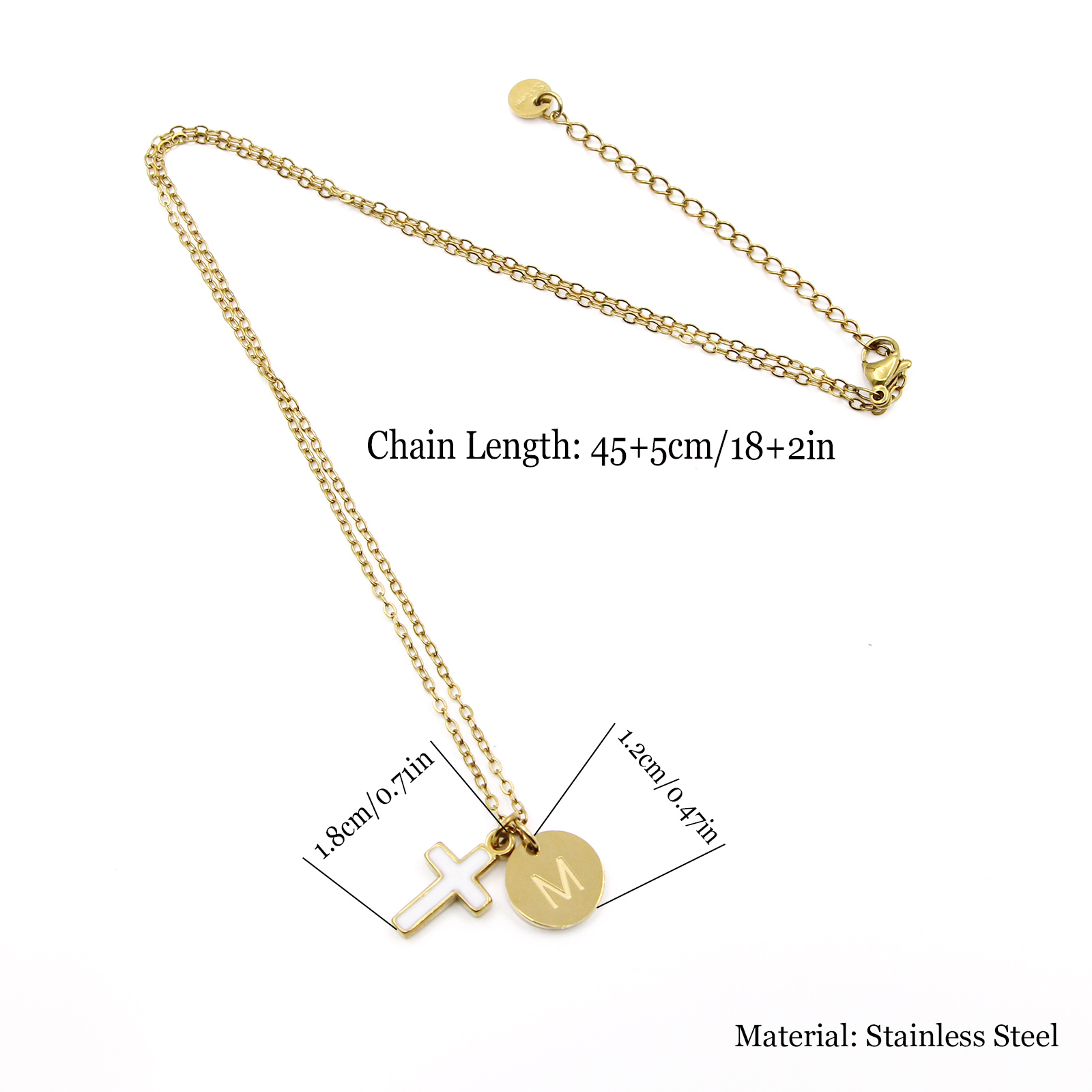 Cross Initial Necklace Stainle - đánh giá và giá Initial Letter Necklace 18K Gold