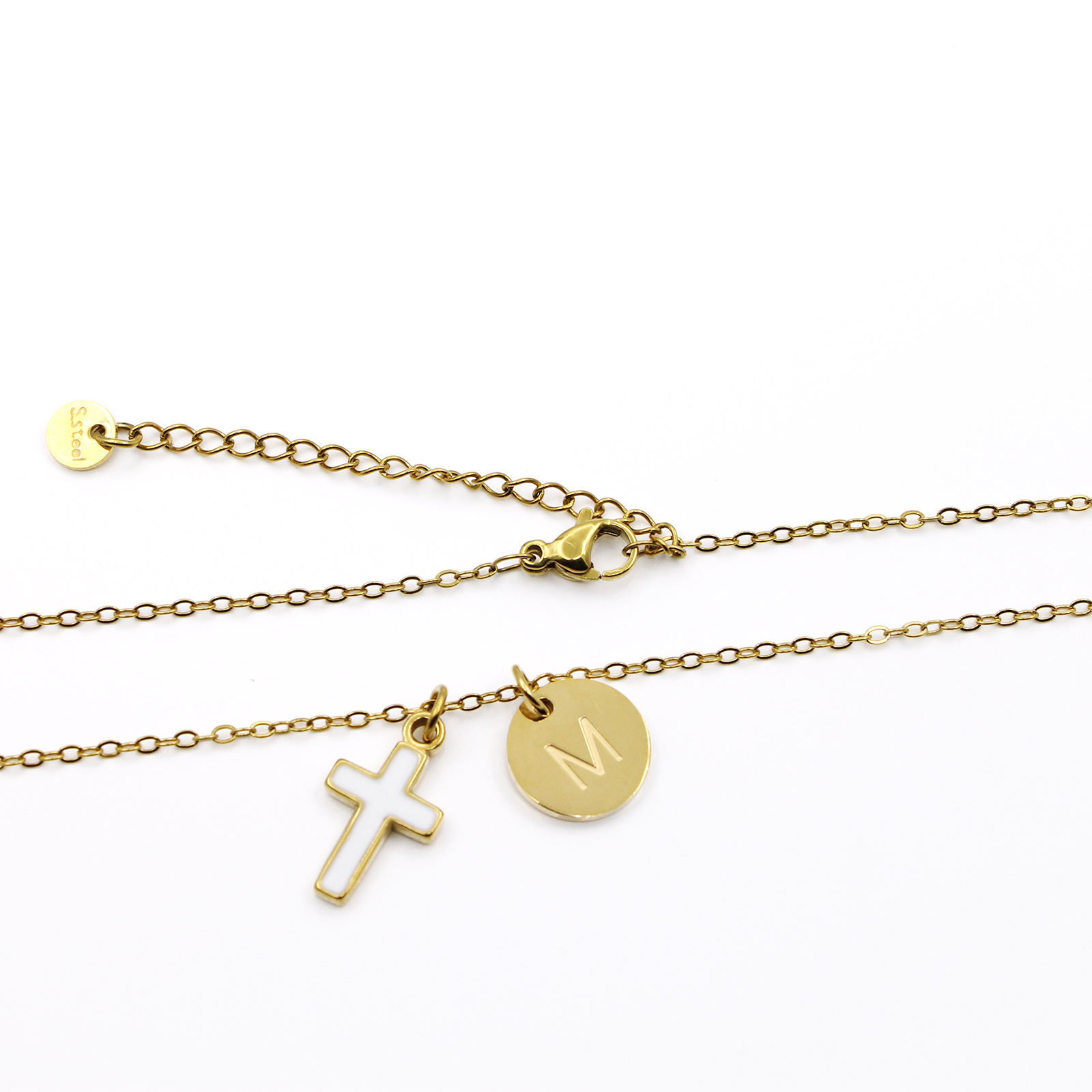 Cross Initial Necklace Stainle - đánh giá và giá Initial Letter Necklace 18K Gold