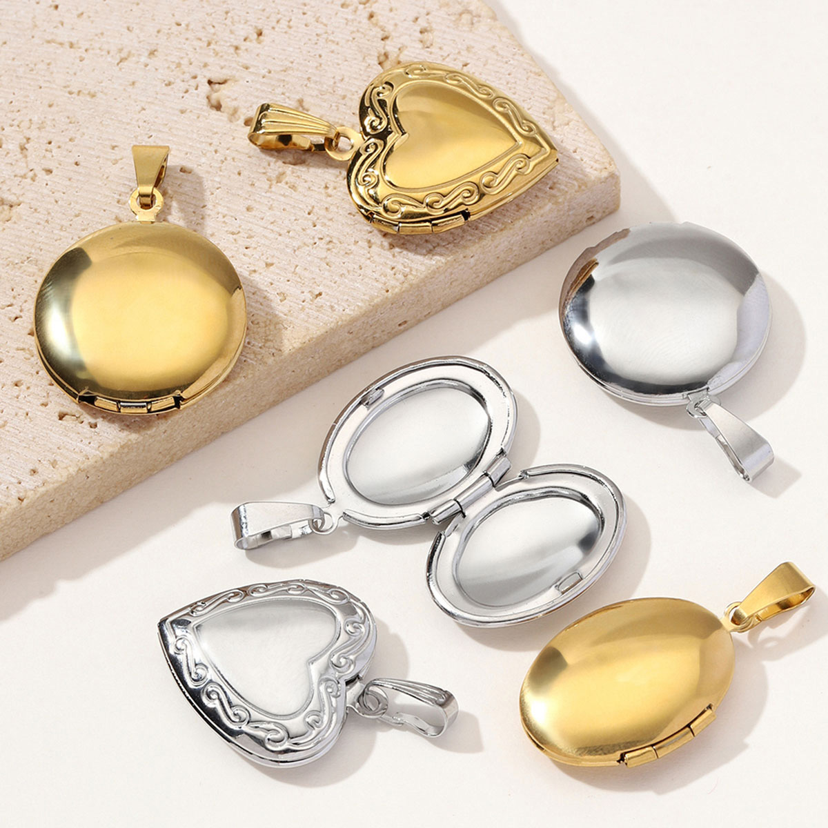 3pcs/Lot Wholesale Stainless S - đánh giá và giá Heart Locket Necklace Photo
