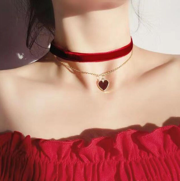 Romantic Double Layer Choker N - đánh giá và giá Layered Pendant Necklace Aesthetic