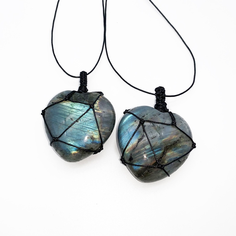Natural Hand-woven Labradorite - đánh giá và giá Crystal Pendant Necklace Natural Stone