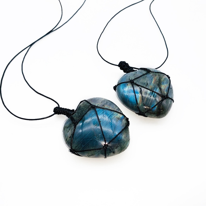 Natural Hand-woven Labradorite - đánh giá và giá Crystal Pendant Necklace Natural Stone