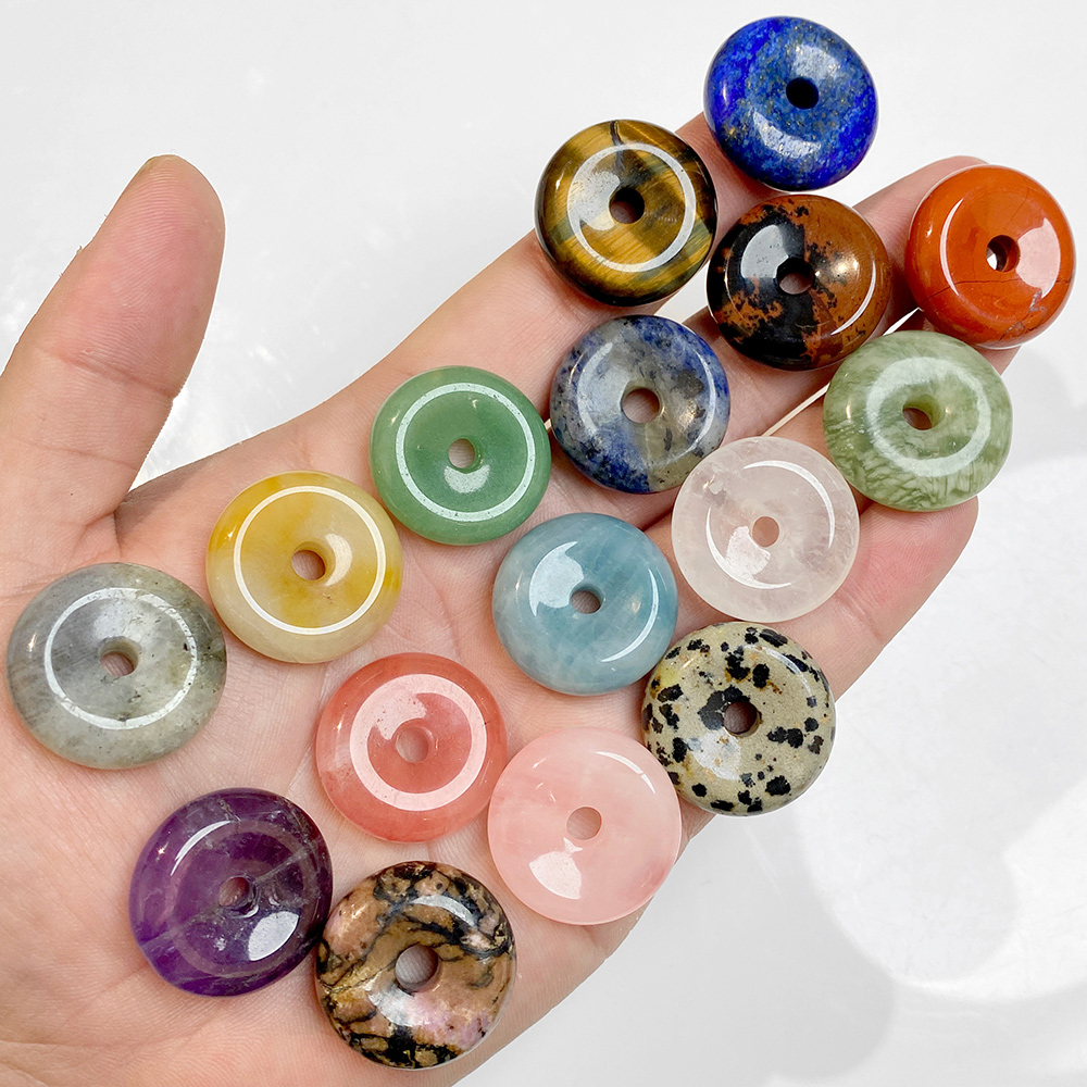1pc 25MM Circle Donut for Neck - đánh giá và giá Crystal Pendant Necklace Natural Stone