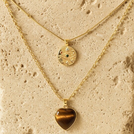 Layered Necklaces Natural Gems - đánh giá và giá Layered Pendant Necklace Aesthetic