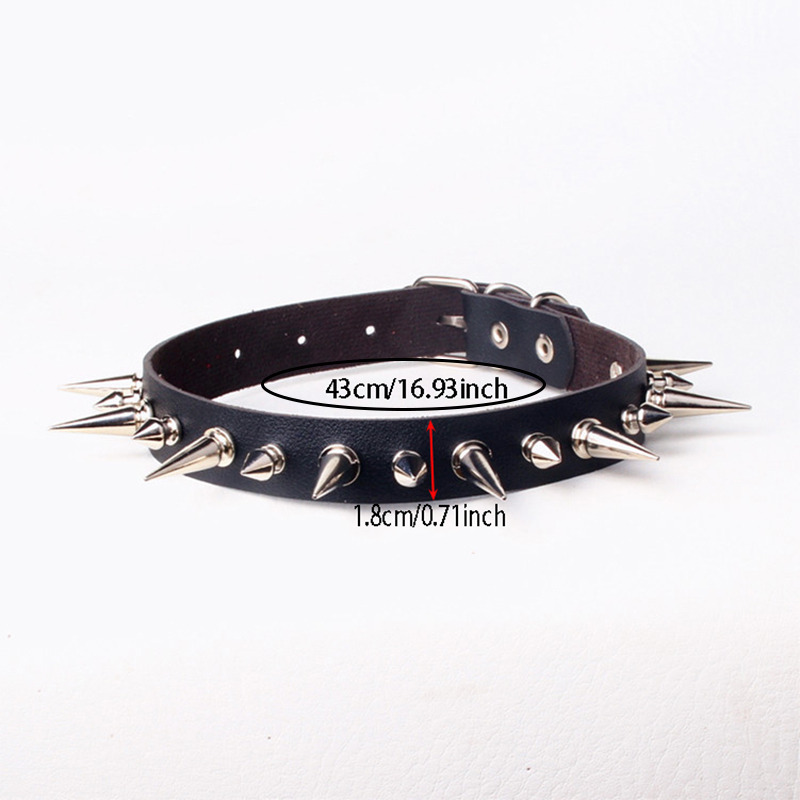 Punk Long Spike Choker Faux Le - đánh giá và giá Goth Punk Spike Choker