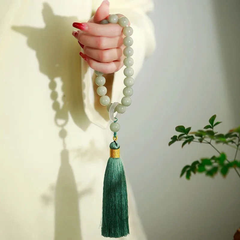 Đá Ngọc Tủy Xanh Hạt 12Mm Tua  - đánh giá và giá Necklaces
